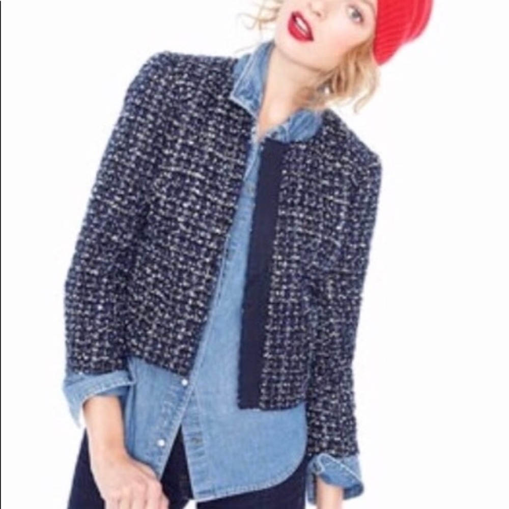 J. Crew Midnight Tweed Navy Blazer